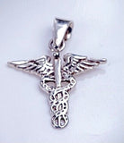 Medical Mom, Caduceus Pin, silver medical symbol jewelry for moms, staff of Hermes, Medical pin gift ideas