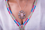 Moonstone & Rose Quartz Sterling Silver Pendant: Healing Gemstone Jewelry