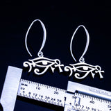 Silver drop earrings, Egyptian symbol jewelry, Unique music theme gift, bass clef, eye of Horus,  eye of Ra, Kemetic,  protective talisman