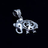 Silver Necklace, Elephant pendant, with Gye Nyame, adinkra symbol meanings, God First, Ganesha buddhist gift afrocentric ancestors