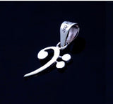 Sterling Silver Bass Clef Necklace - Handmade Music Pendant
