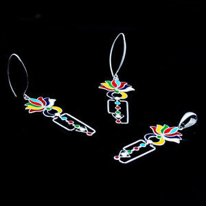 Chakra Necklace Set, Yoga Gifts, Lotus pendant and earring, Energy amulet, Metaphysical, Spiritual, rainbow color gift