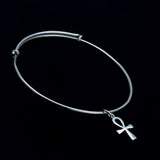 Sterling Silver Ankh Charm Bracelet, Kemetic Goth Jewelry