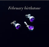 Amethyst Stud Earrings: Sterling Silver, February Birthstone