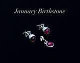 Amethyst Sterling Silver Jewelry Set: February Birthstone Earrings & Charm