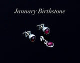 Amethyst charm and earrings set, Purple studs sterling silver jewelry, Mothers Day gift for her, February birthstone