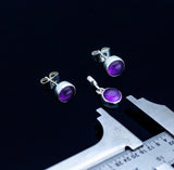 Amethyst Sterling Silver Jewelry Set: February Birthstone Earrings & Charm