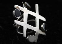 Unique Sterling silver adjustable ring, Hashtag symbol, music note jewelry, handmade statement ring, one of a kind gift