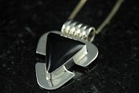 Black Onyx Necklace, Mens silver pendant, art deco deco style, gift for boyfriend, January Birthstone, Gift for grounding
