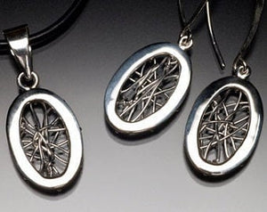 Oval pendant & Earring Set, sterling silver, meaningful gift for her, present for someone going thru challenges, handmade jewelry