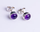 Amethyst Stud Earrings: Sterling Silver, February Birthstone