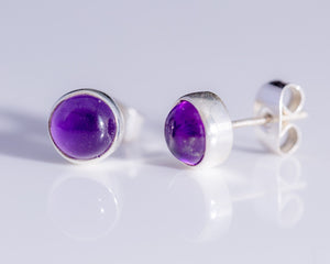 Amethyst stud earrings, minimalist earrings, silver stud earrings, February birthstone, dainty purple earrings, Mothers Day Gift for her