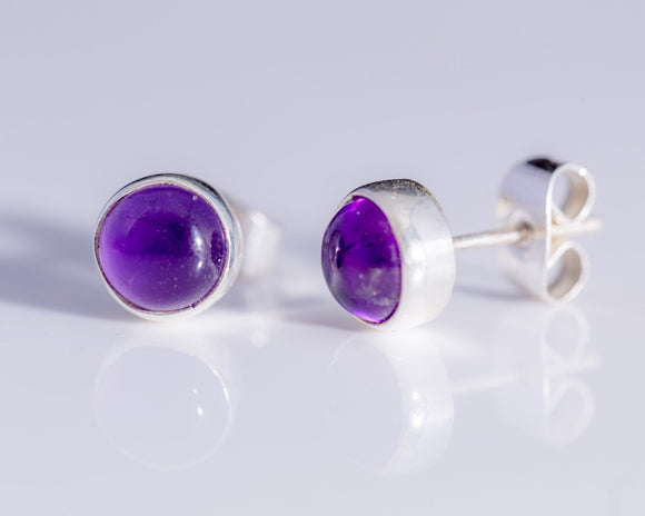 Amethyst stud earrings, minimalist earrings, silver stud earrings, February birthstone, dainty purple earrings, Mothers Day Gift for her