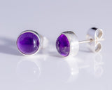 Amethyst Stud Earrings: Sterling Silver, February Birthstone
