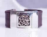 Wide Leather Silver bracelet, unique leather cuff bracelet, New Orleans artist Chester Allen, gift for him