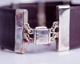 Wide Leather Silver bracelet, unique leather cuff bracelet, New Orleans artist Chester Allen, gift for him