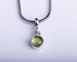 Peridot charm and earring set, Sterling round green jewelry set, August and September birthstone, birthday gift, 16th anniversary gift