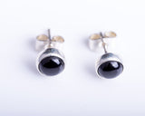 Black onyx stud earrings, Sterling silver round studs, men, children, and women, gift for goth