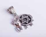 Unique Elephant Star of David pendant, sterling silver Jewish necklace, Gift for Hanukkah, purim