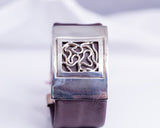 Wide Leather Silver bracelet, unique leather cuff bracelet, New Orleans artist Chester Allen, gift for him