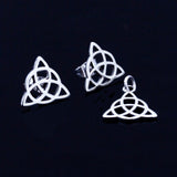 Triquetra stud earrings and charm set, Celtic knot set, Irish, Holy trinity, mind, body spirit jewelry, St Patricks gift trinity knot