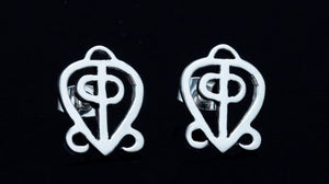 Love stud earring, Adinkra earrings for infinite love, jewelry for relationships, anniversary couples gift ideas, Odo Nnyew Fie Kwan