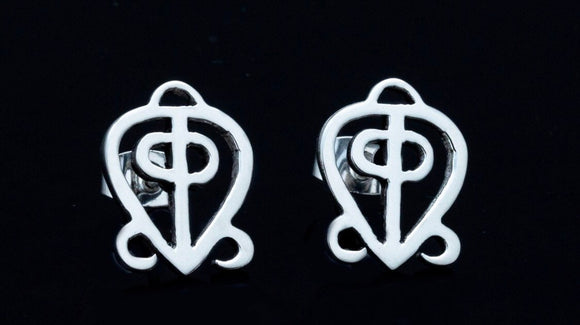 Love stud earring, Adinkra earrings for infinite love, jewelry for relationships, anniversary couples gift ideas, Odo Nnyew Fie Kwan