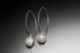 Sterling Silver Freshwater Pearl Dangle Earrings: Bezel Set