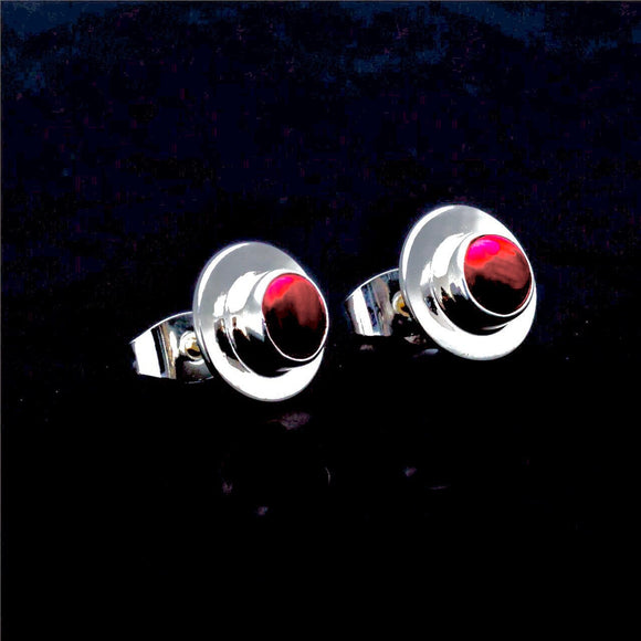 Red Coral Stud silver earrings