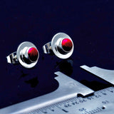 Red Coral Stud silver earrings