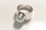 Pearl Ring handmade wide band with genuine freshwater pearl set in Sterling silver fitting choice for engagement ring June birthstone gift