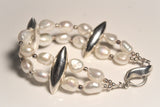 Pearl bracelet, sterling silver, fresh water pearl link bracelet, pearl girl jewelry, wedding ensemble, chucks and pearls, Christmas gift