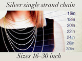 Silver Single Strand Chain: Necklace Pendant Accessory (16-30 inch)
