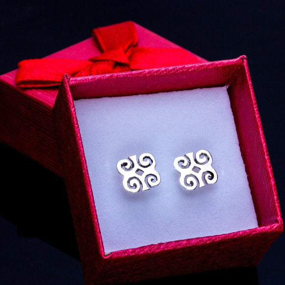 Meaningful stud earrings, Ghanaian, Adinkra symbol jewelry, gift for Inner strength and humility, man, lady, everyday wear, Black owned shop