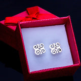 Sterling Silver Adinkra Stud Earrings: Ghanaian Rams Horn Symbol, Aries birthday present