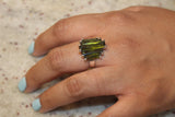 Statement Crystal Ring, red, orange, green stones, Chester Allen design, Neutral Ground is Higher Ground,  New Orleans gift