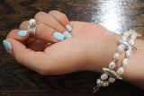 Pearl bracelet, sterling silver, fresh water pearl link bracelet, pearl girl jewelry, wedding ensemble, chucks and pearls, Christmas gift