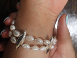 Pearl bracelet, sterling silver, fresh water pearl link bracelet, pearl girl jewelry, wedding ensemble, chucks and pearls, Christmas gift