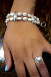 Pearl bracelet, sterling silver, fresh water pearl link bracelet, pearl girl jewelry, wedding ensemble, chucks and pearls, Christmas gift