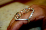 DNA Ring, double helix statement ring, for genetic industry gift, sterling silver handmade science genetics jewelry