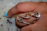 DNA Ring, silver helix band ring, for genetic industry gift, sterling silver,  handmade science genetics jewelry