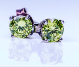 Peridot Crystal Stud Earrings: Sterling Silver, August Birthstone