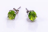 Peridot Sterling Silver Studs: Green Crystal Earrings, August Birthstone