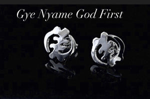 Gye Nyame post earrings God First earring, adinkra symbol, handmade curved high polished Africa Cultural jewelry, afrocentric