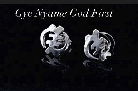 Gye Nyame post earrings God First earring, adinkra symbol, handmade curved high polished Africa Cultural jewelry, afrocentric
