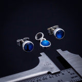 Sapphire Blue jewelry set, September birthstone, dark blue stud earring and charm set, sterling silver, birthday gift, minimalist jewelry