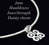 Charm bracelet, Inner strength and humility, Rams horns dainty charm, adjustable adinkra symbol charm bracelet