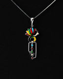 Chakra Necklace Set, Yoga Gifts, Lotus pendant and earring, Energy amulet, Metaphysical, Spiritual, rainbow color gift