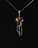 Sterling Silver Chakra Necklace Earring Set: Lotus Yoga Jewelry