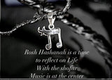 Silver Chai Pin: Rosh Hashanah Jewish Music Lapel Pin, Hanukkah gift